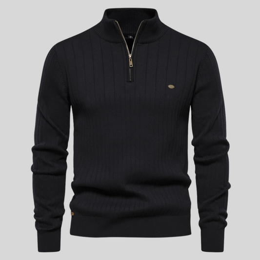 Men's Quarter Zip Ribbed Sweater - Vonnera