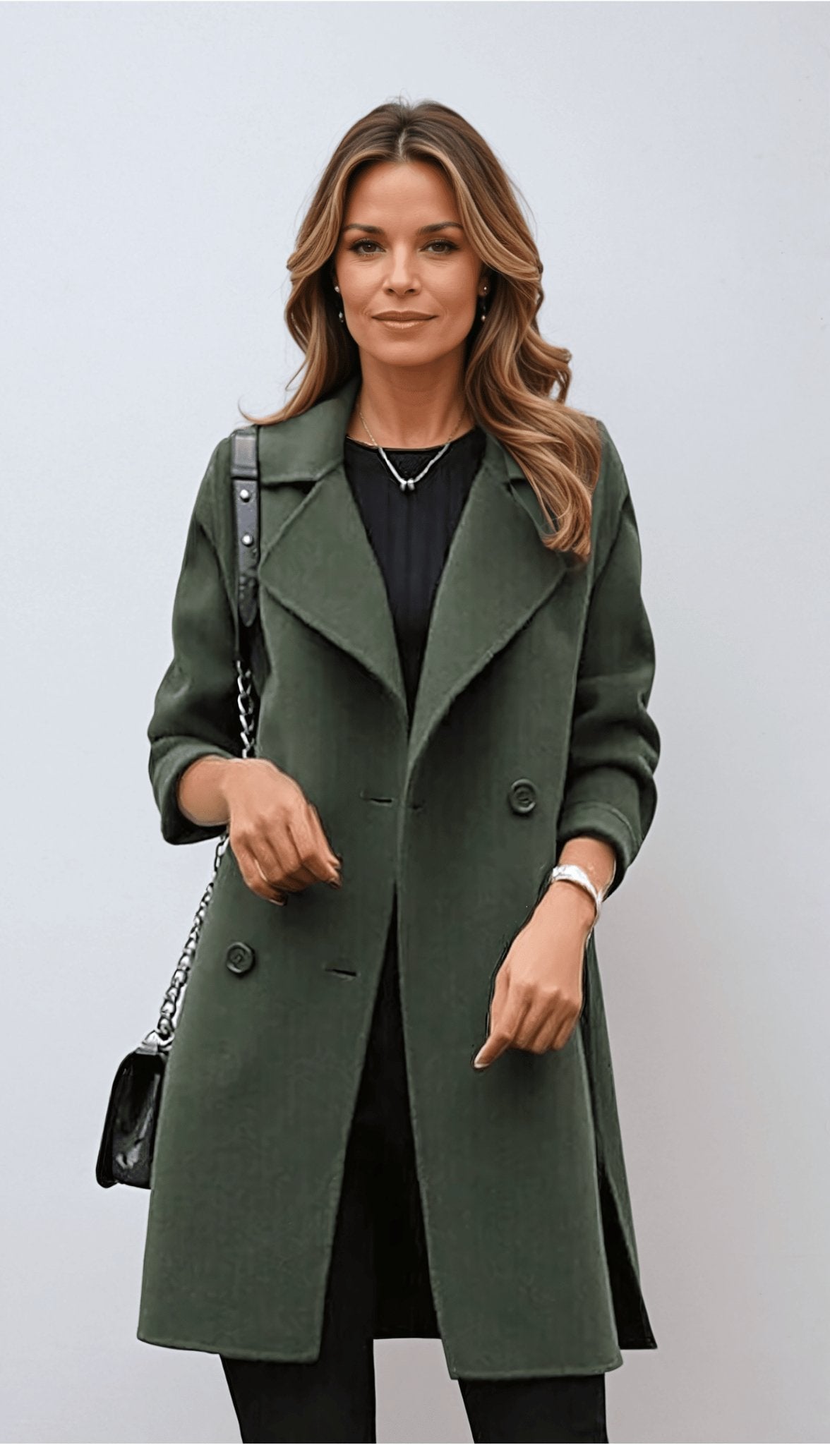 Women's Double Breasted Wool Overcoat - Vonnera