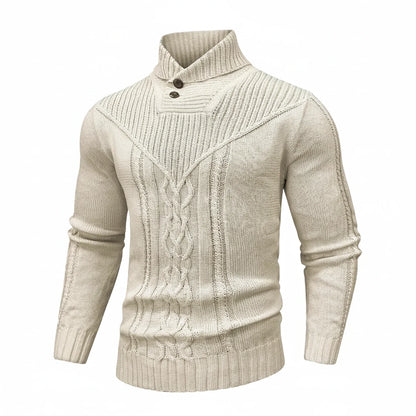 Men's Cable Knit Sweater Shawl Collar