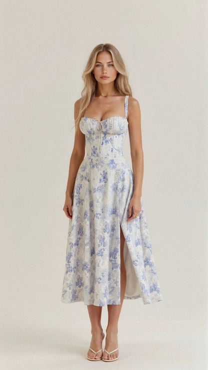 Women's Floral A-Line Midi Dress - Vonnera