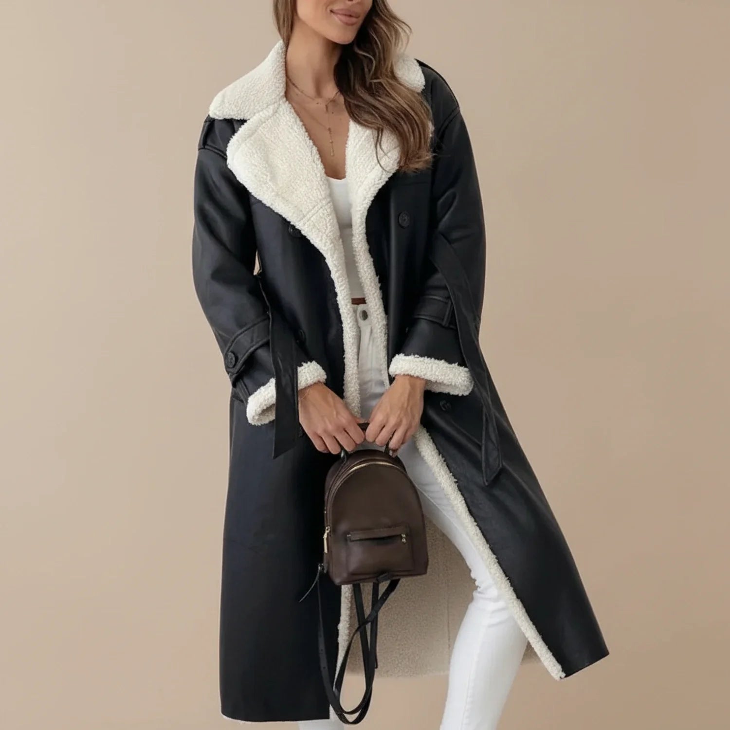 Women's Sherpa Lined Trench Coat - Vonnera