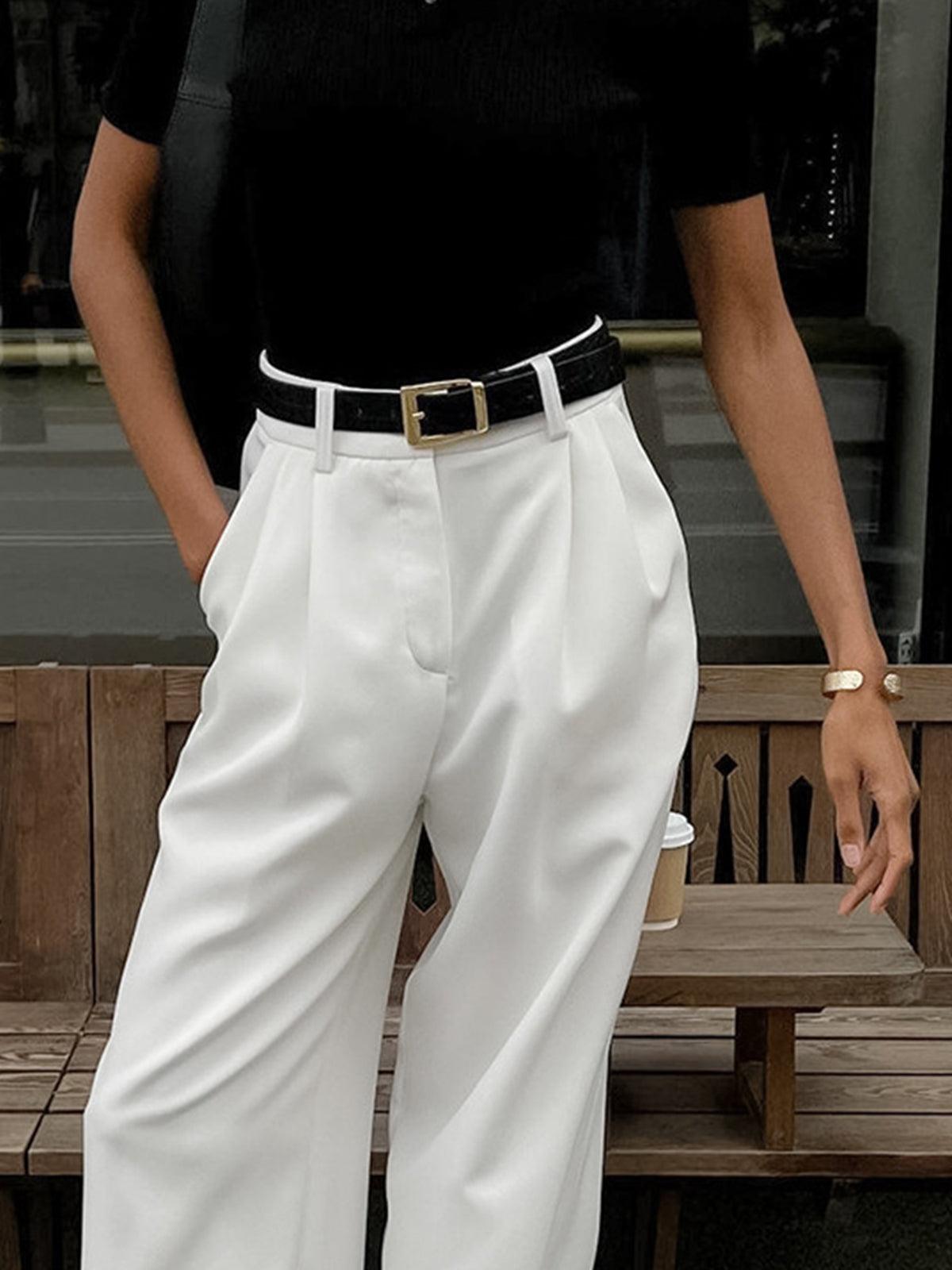 Image of Sherry | Women's High-Waisted Pleated Wide Leg Trousers