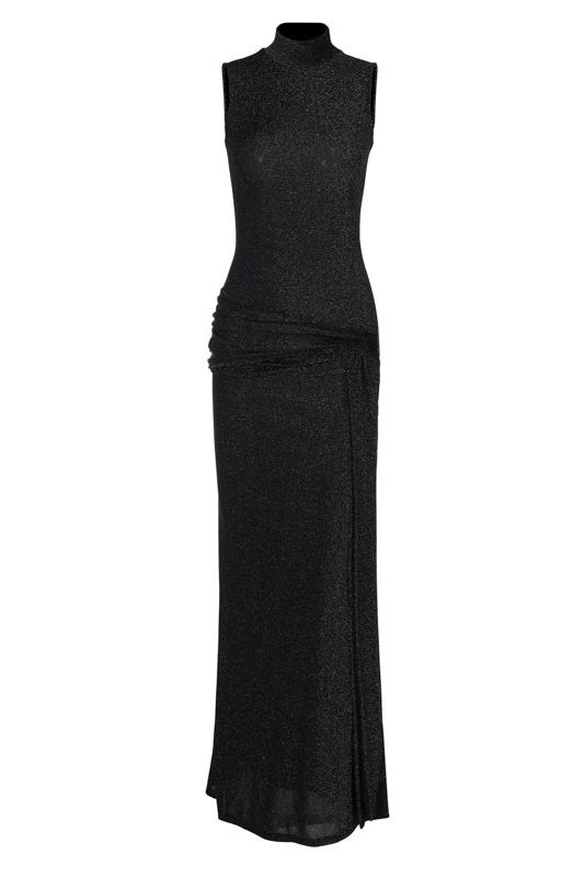 Women's Maxi Dress Metallic Ribbon Waistband