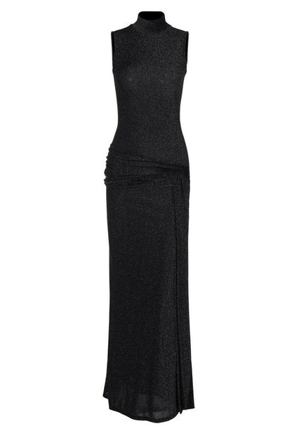 Women's Maxi Dress Metallic Ribbon Waistband
