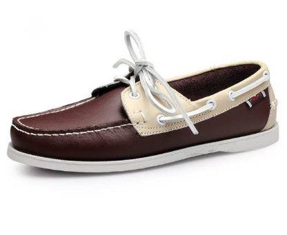 Men's Lace-Up Boat Shoes Leather Brown - Vonnera