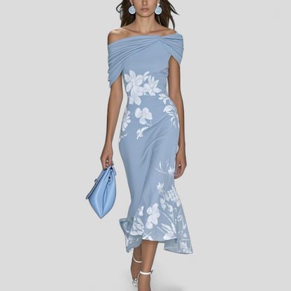 Women's Off Shoulder Midi Bodycon Dress
