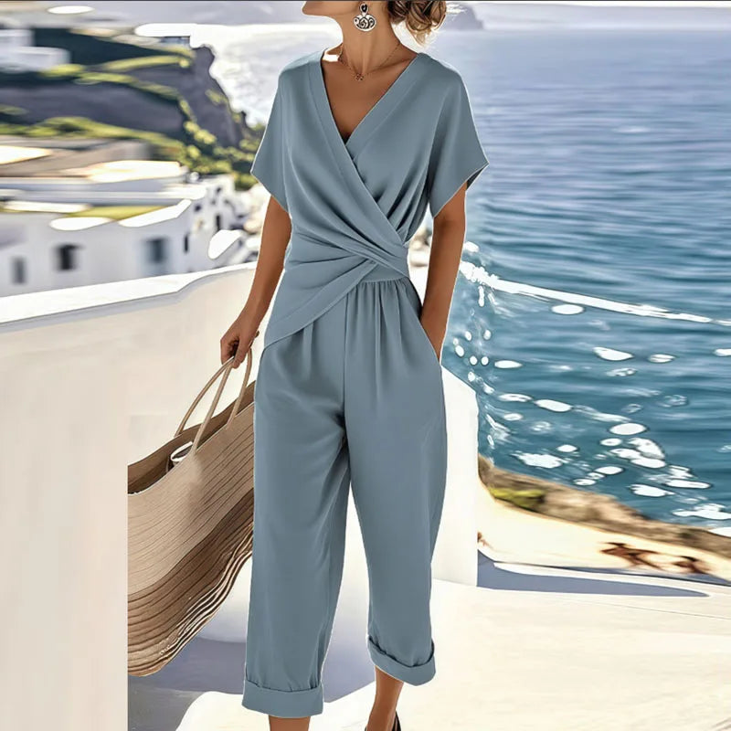Image of Sienna | Women's Wrap Top Two-Piece Set