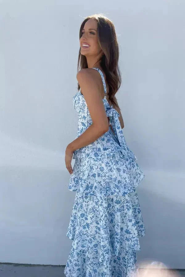 Women's Floral Maxi Dress Silver