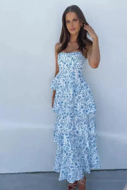 Women's Floral Maxi Dress Silver - Vonnera