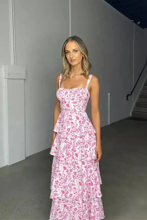 Women's Floral Maxi Dress Silver