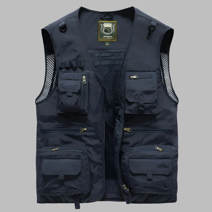 Men's Summer Vest Multi Pocket Cotton Tan