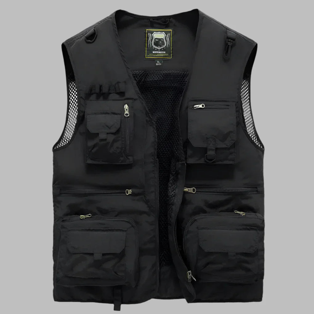 Men's Summer Vest Multi Pocket Cotton Tan