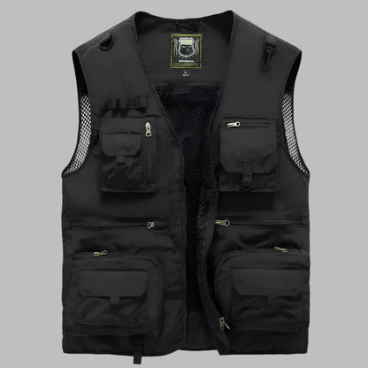 Men's Summer Vest Multi Pocket Cotton Tan