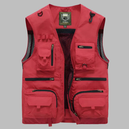 Men's Summer Vest Multi Pocket Cotton Tan - Vonnera