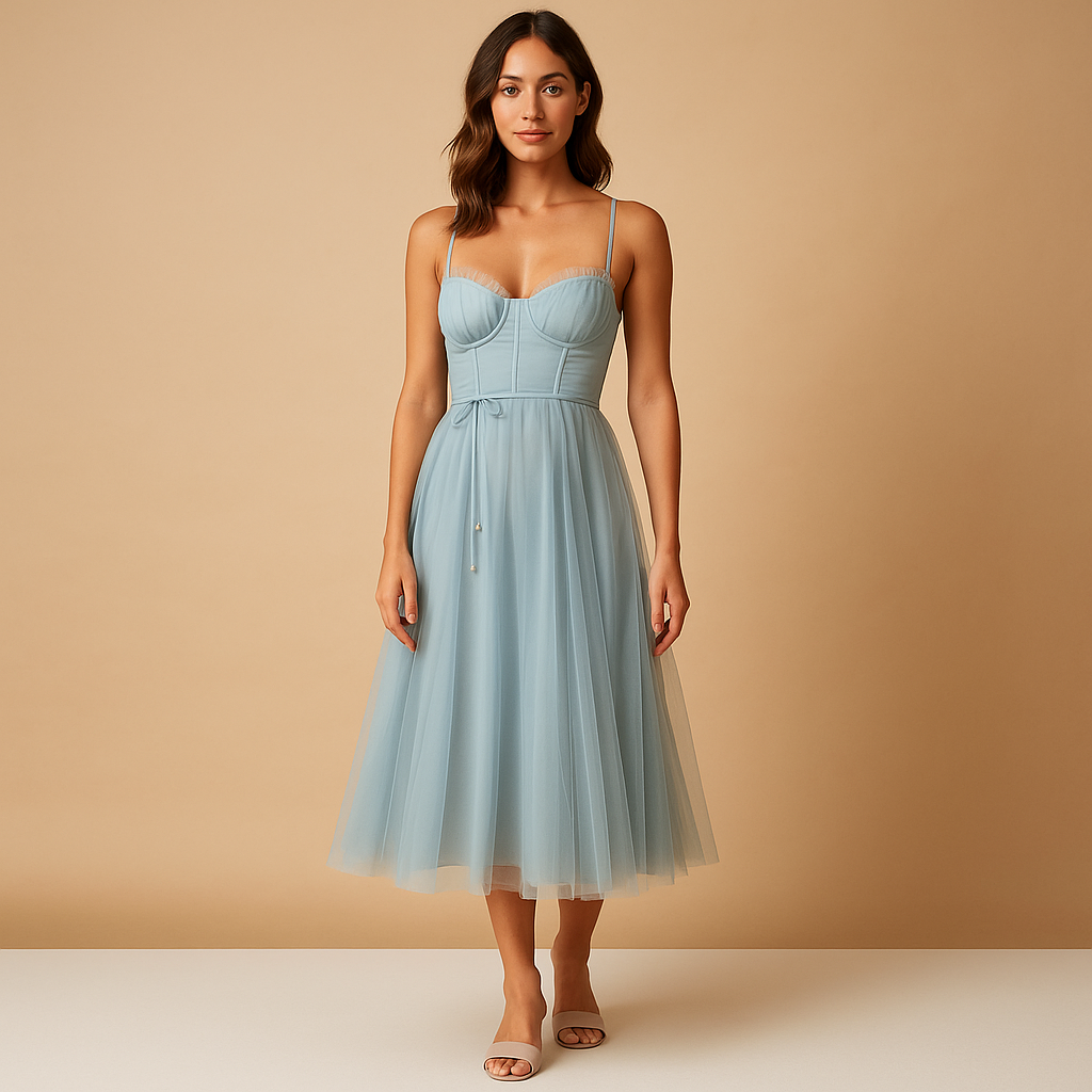 Women’s sleeveless chiffon maxi dress with tulle overlay and flowing silhouette, perfect for weddings, formal events, and evening occasions.