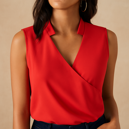 Women's sleeveless summer top in beige, white, or black with a relaxed fit and breathable design for warm-weather outfits.