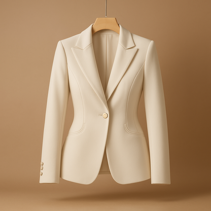 Slim fit women’s blazer with a lightweight design and classic lapel collar, ideal for casual outfits and year-round styling.
