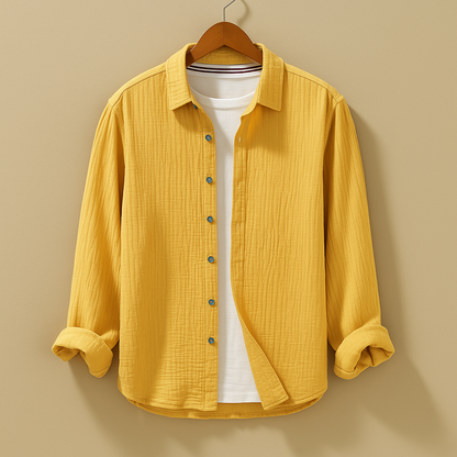 Slim fit button down dress shirt for men with a classic collar and comfortable tailored fit, ideal for office wear, casual outfits, and formal occasions.
