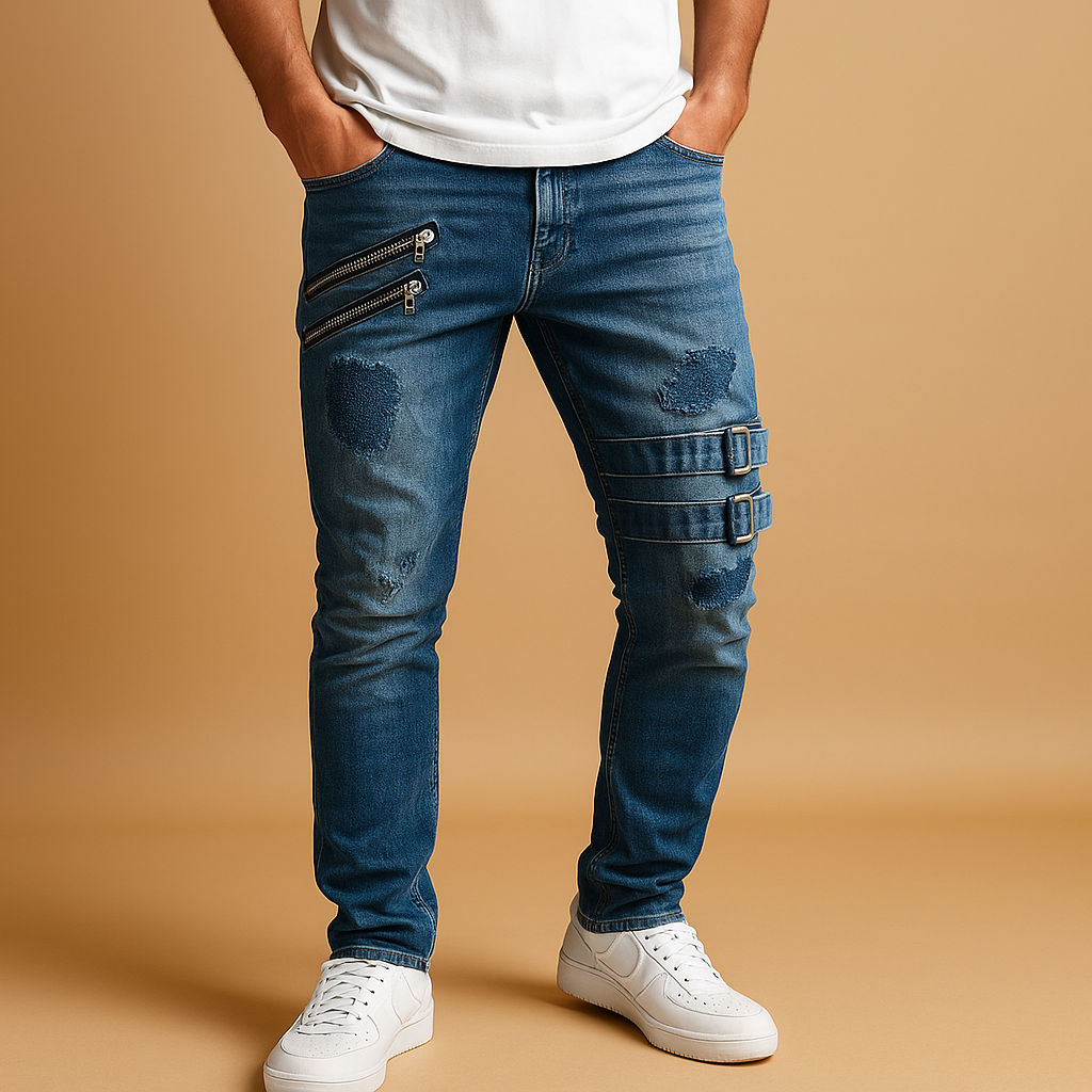 Men’s slim fit jeans with stretch comfort and modern design, perfect for casual and smart casual outfits.