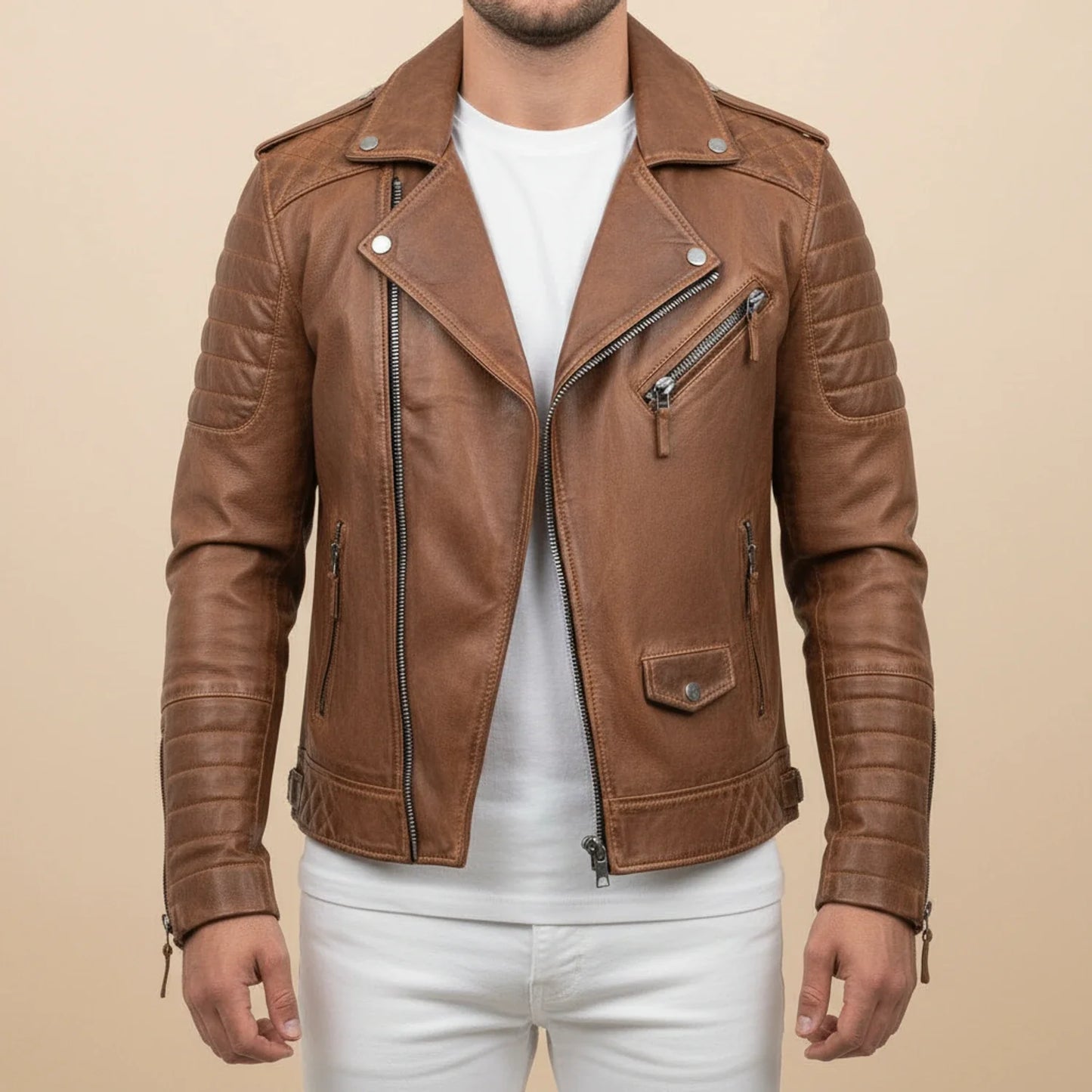 Men's Slim Fit Biker Leather Jacket