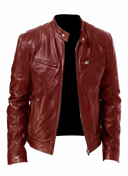 Men's Slim Fit Leather Racer Jacket
