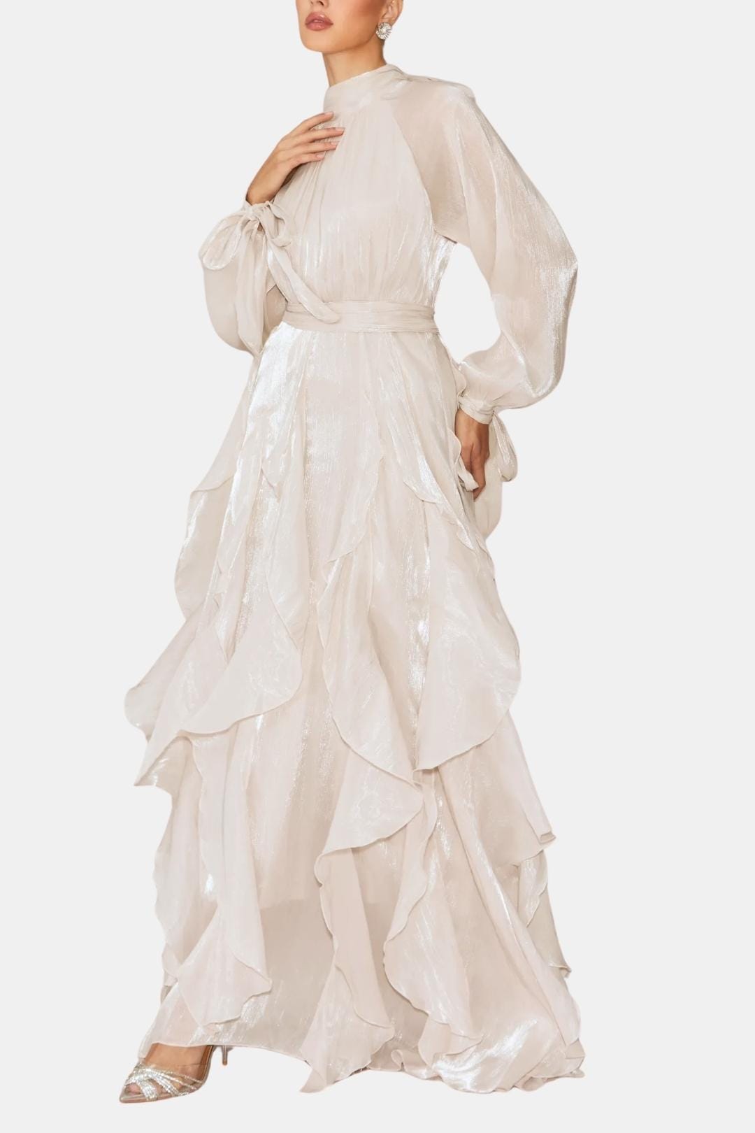 Women's Ruffle Long Sleeve Maxi Dress - Vonnera