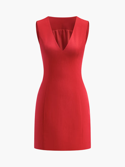 Women's Sleeveless V-Neck Mini Dress