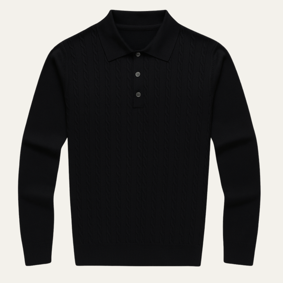Men's Cotton Polo Sweater Soft Knit Beige - Vonnera