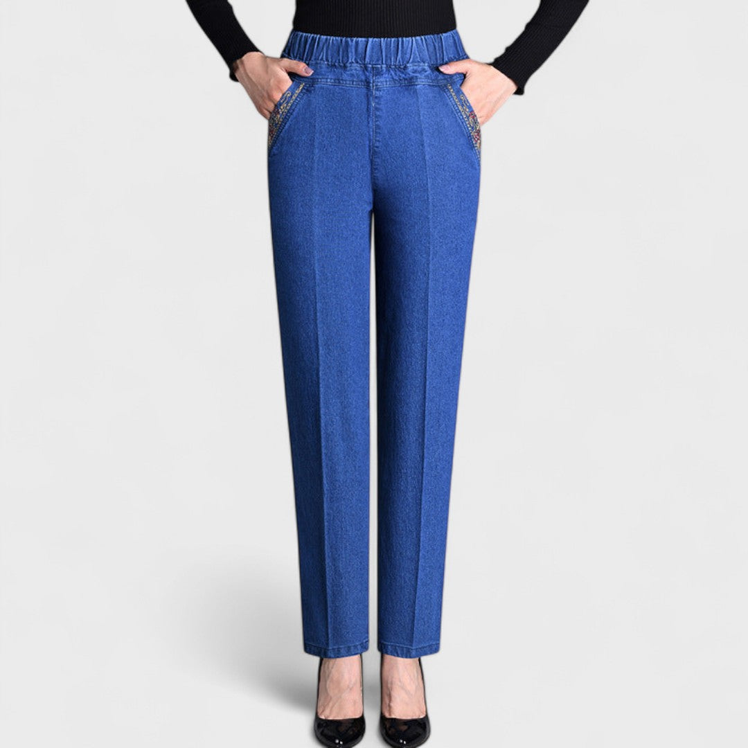 Women's Straight Leg Jeans Elastic Waist - Vonnera