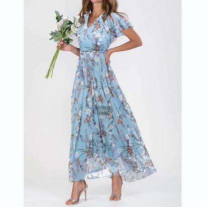 Women's Maxi Dress Floral Print Butterfly Sleeves
