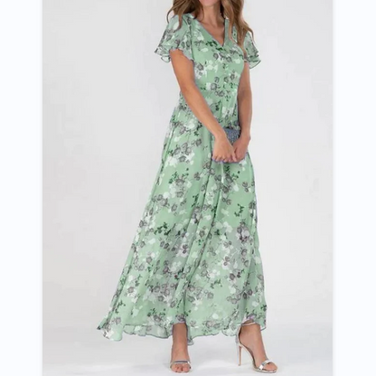 Women's Maxi Dress Floral Print Butterfly Sleeves
