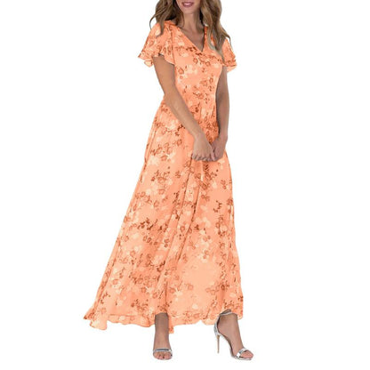 Women's Maxi Dress Floral Print Butterfly Sleeves