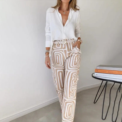 Women's Two Piece Straight Leg Pants Set