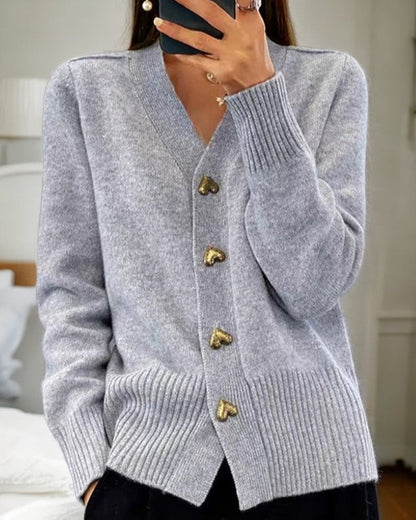 Women's Cardigan Heart Buttons
