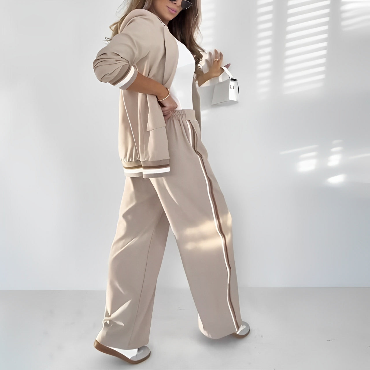 Women's Blazer And Wide Leg Pants Set