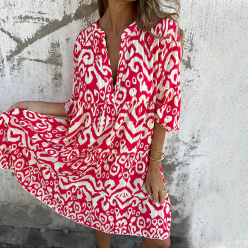 Azalea | Women's Printed Draped Elegant Dress