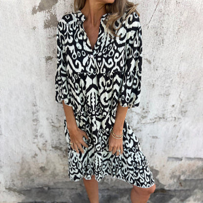 Azalea | Women's Printed Draped Elegant Dress