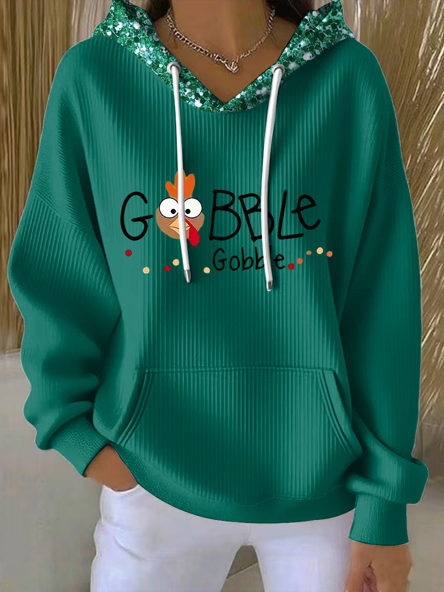 Women's Sequin Turkey Hoodie - Vonnera