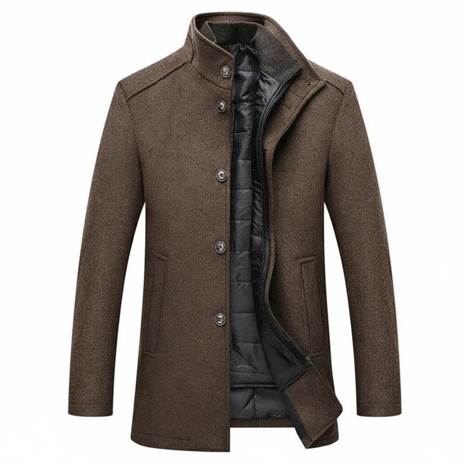 Men's Mid-Length Winter Coat Stand Collar - Vonnera