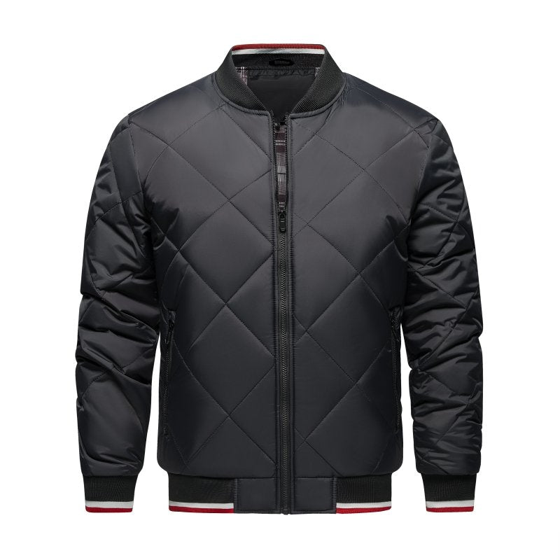 Men's Quilted Bomber Jacket Diamond Pattern - Vonnera