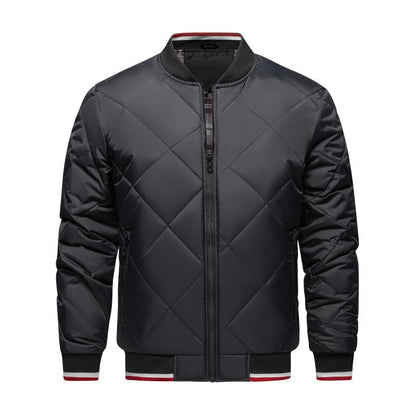Men's Quilted Bomber Jacket Diamond Pattern - Vonnera