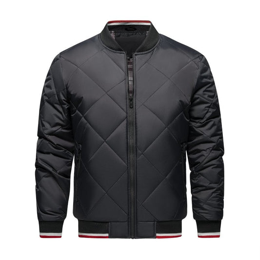 Men's Quilted Bomber Jacket Diamond Pattern - Vonnera