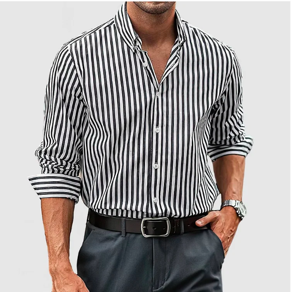Image of Stephen | Men's Striped Button-Down Shirt