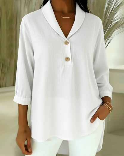 Women's Cotton Linen V-Neck Blouse - Vonnera