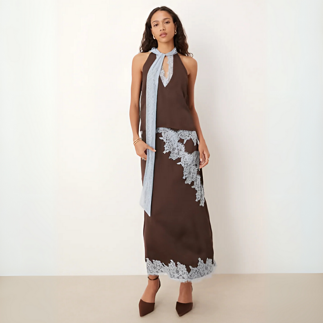 Women's Halter And Midi Skirt Set - Vonnera