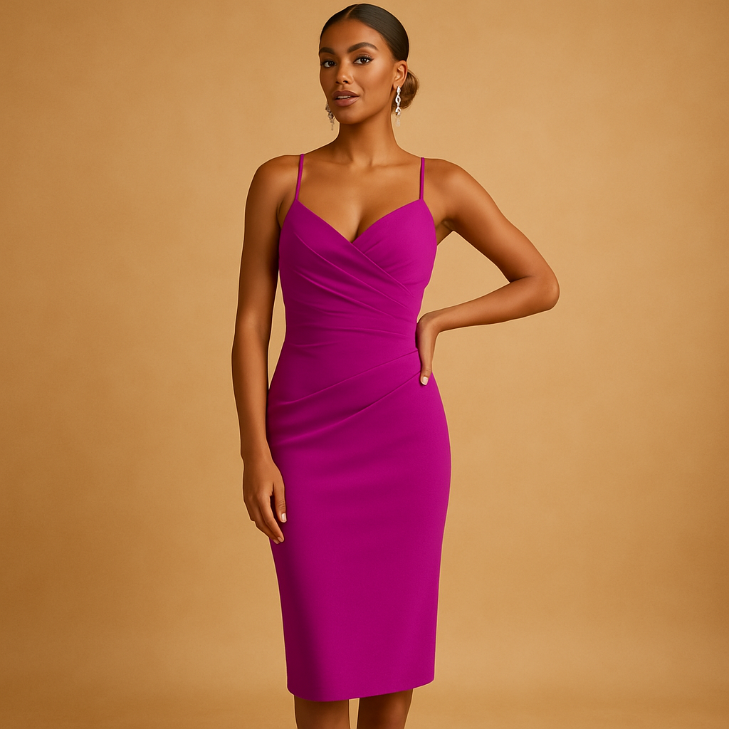 Women’s strapless midi party dress with flattering fit and elegant design, perfect for cocktail parties, weddings, and formal occasions.