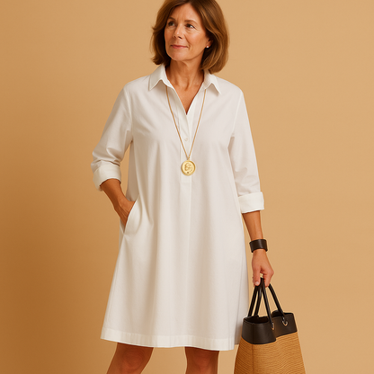 Women’s stretch polo dress with collar and fitted silhouette, perfect for work, daily wear, and smart-casual occasions.