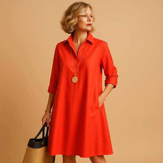 Women's Collared Polo Dress Stretchy - Vonnera