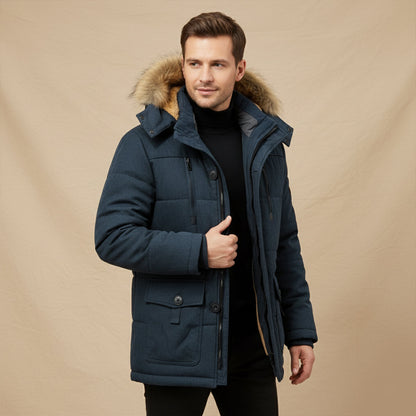 Men's Warm Winter Parka Jacket Fleece Lining