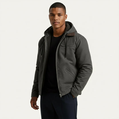 Men's Fleece Lined Hooded Jacket Warm Winter